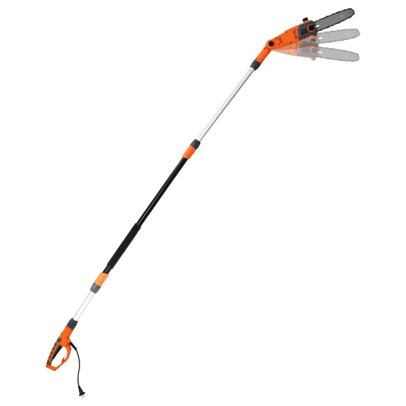 Costway Sierra de Pértiga Eléctrica Telescópica de 212-286 cm Motosierra de Pértiga Multiángulo con Cabezal Ajustable Podadora de Árboles Naranja