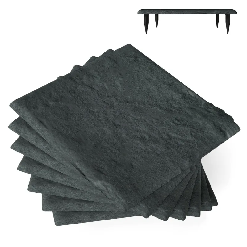 Costway Juego de 8 Peldaños 39,5x39,5cm con Estacas de Tierra Piedras Decorativas para Pasarelas de Jardín Pavimento Exterior Césped Patio Gris