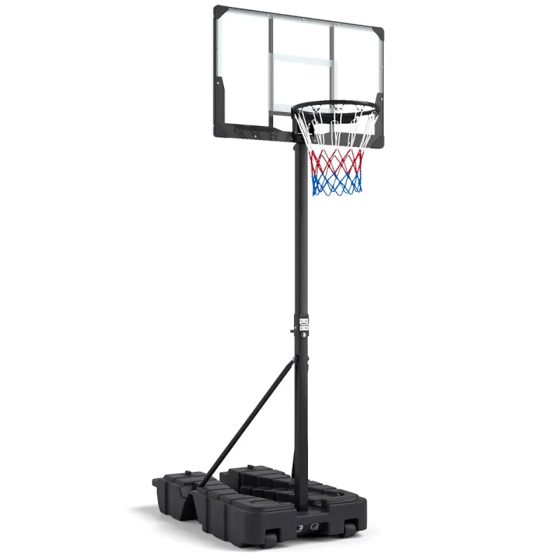 Costway Canasta Baloncesto Exterior con Altura Ajustable 290-365cm Ruedas Móviles Poste Plegable Base Rellenable para Jóvenes y Adultos