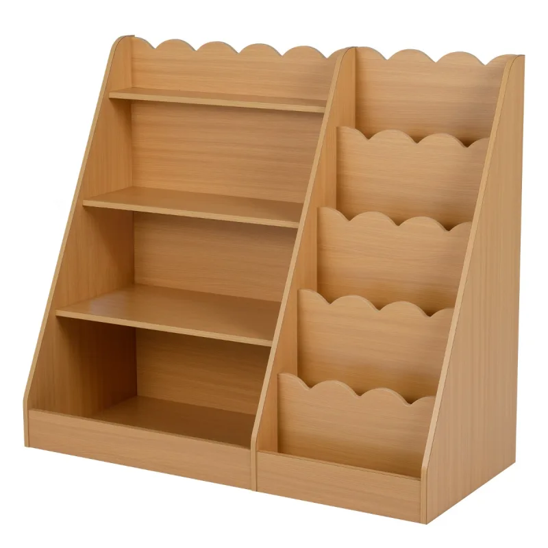 Costway Estantería Infantil para Libros con Espacio de Almacenamiento Abierto para Dormitorio Sala de Juegos Guardería Natural