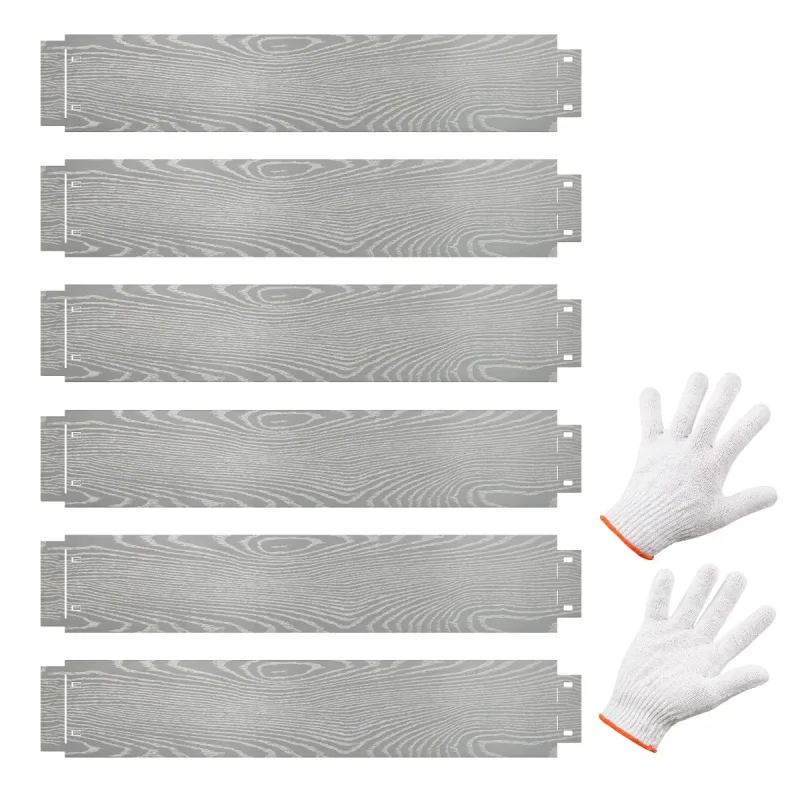 Costway Juego de 6 Piezas Borde de Jardín de Metal Galvanizado con un Par de Guantes para Césped Sendero Patio 110 x 20 cm Plata
