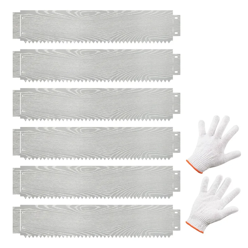 Costway Set de 6 Piezas de Borde Galvanizado del Paisaje de Metal Antioxidante Barrera Plana Sin Excavarpara Patio Sendero 110 x 22 cm Plata