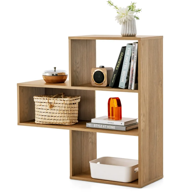 Costway Librería Estantería Librería Abierta de 3 Estantes Estantería Libros Salón Dormitorio Estudio Oficina 84 x 29,5 x 83,5 cm Natural