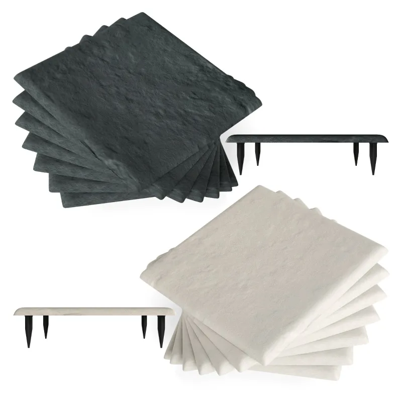 Costway Juego de 16 Peldaños 39,5x39,5cm con Estacas de Tierra Piedras Decorativas para Pasarelas de Jardín Pavimento Exterior Césped Patio