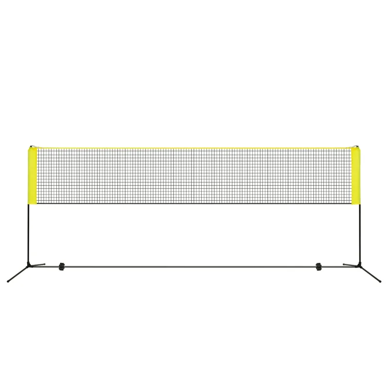 Costway Red de Bádminton Portátil Ajustable en Altura con Postes Bolsa de Transporte y 2 Volantes para Interior y Exterior 420cm Amarillo