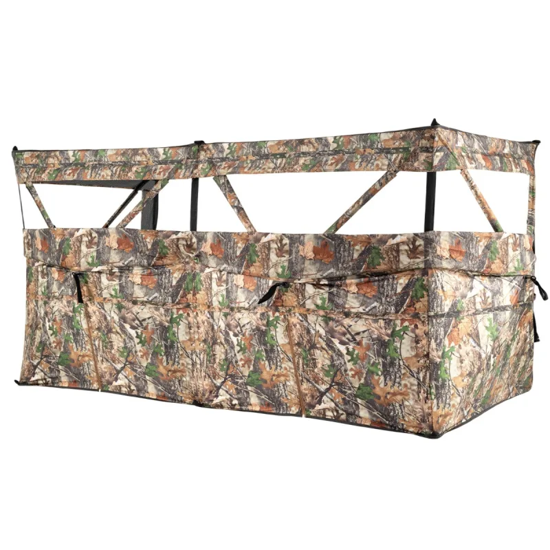 Costway Toldo Plegable para 1-3 Personas Panel de Caza Transparente de 360° con Puerta para Perros Tejido Oxford Resistente Camuflaje