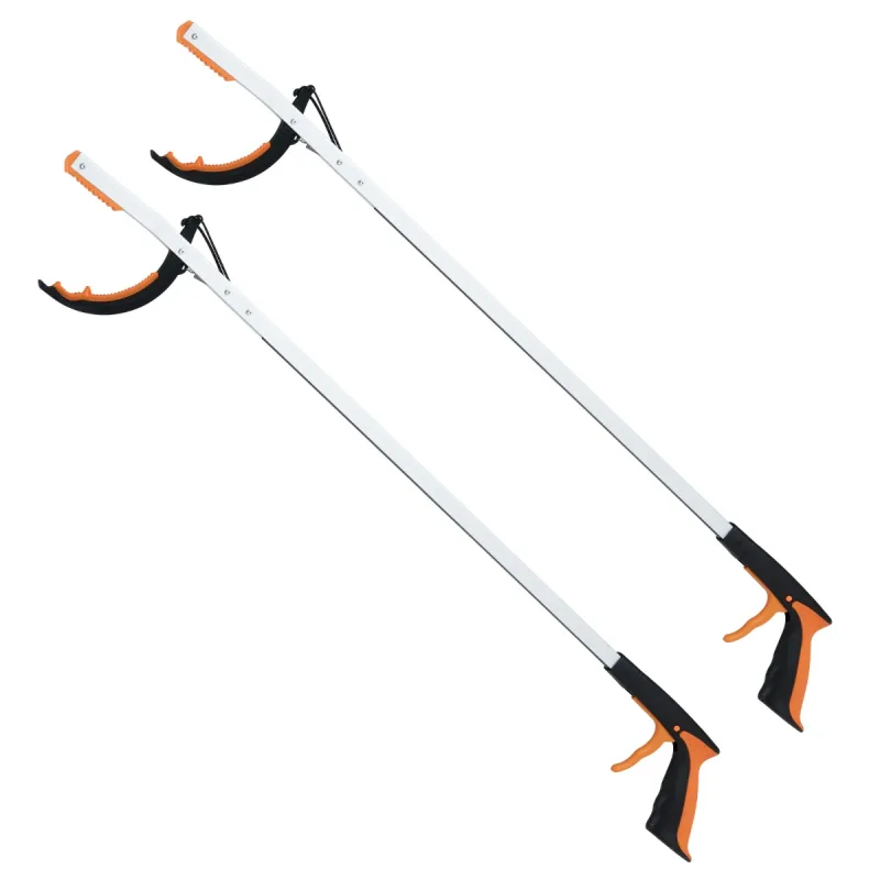 Costway Juego de 2 Herramientas de Agarre Larga 88 cm Pinza Multiusos de Aluminio Ligera para Jardín Recoger Basura o Ayuda para Mayores