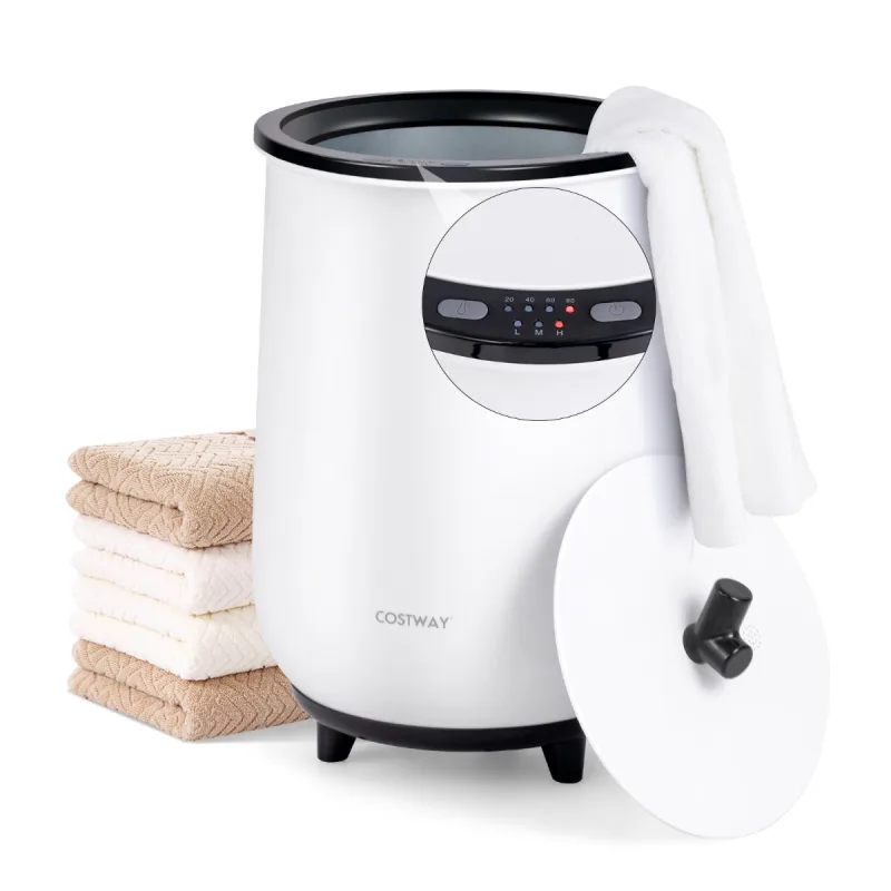 Costway Calentador de Toallas Cubo 23L con 3 Niveles de Calentamiento Temporizador de 20/40/60/90 Minutos Apagado Automático Espacio Blanco y Negro