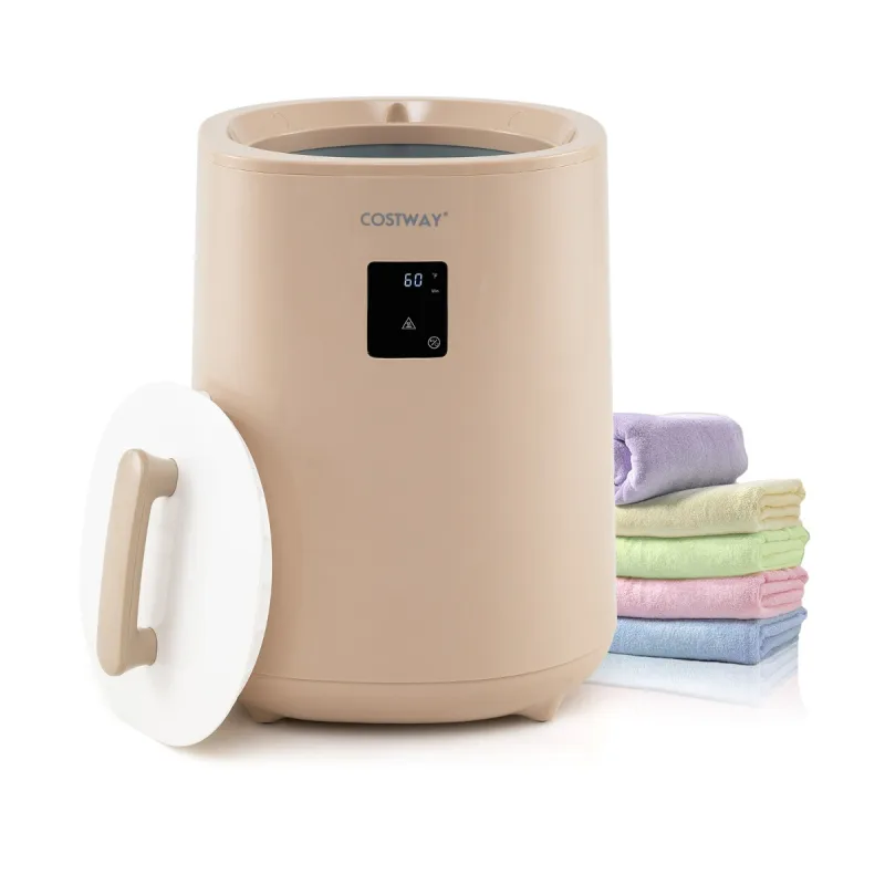 Costway Calentador de Toallas para Baño Calentador de Mantas Grande de 18 L con Pantalla LED y Apagado Automático Cubo Portátil Marrón