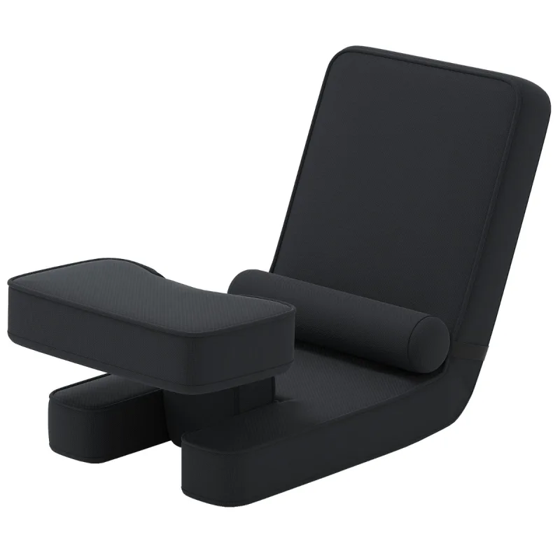 Costway Sofá Plegable Silla de Juego con Respaldo Ajustable en 5 Niveles Reposapiés y Tablero de Mesa Cómodo Bolster Asiento Reclinable Negro