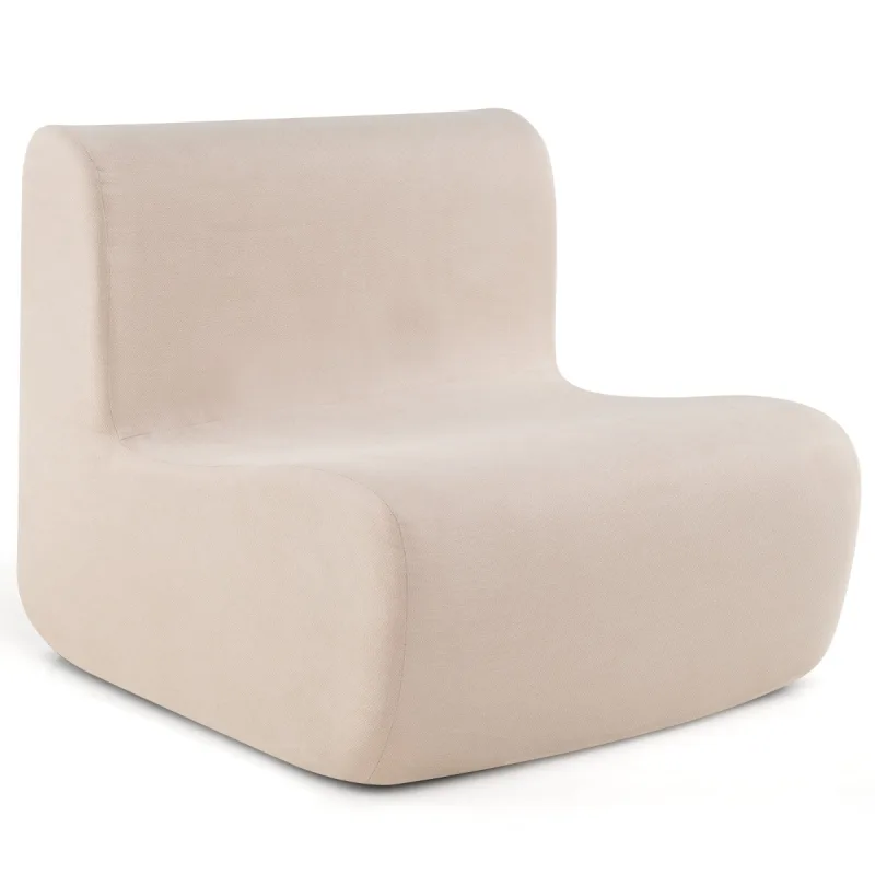 Costway Sillón Sofá Perezoso de Suelo con Terciopelo Suave y Soporte Ergonómico Cómodo Sofá de Un Solo Asiento para Lectura Beige