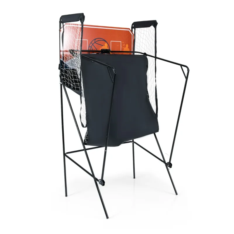 Costway Juego Arcade de Baloncesto Plegable Máquina de Aro de Baloncesto para Niños con 8 Modos Marcador Electrónico y Efectos de Sonido Juego Negro