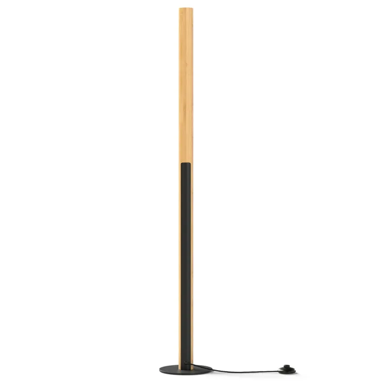 Costway Lámpara de Pie de Bambú Lámpara LED Regulable para Esquina con Interruptor de Pie y 3 Temperaturas de Color Minimalista de Pie Alta Natural