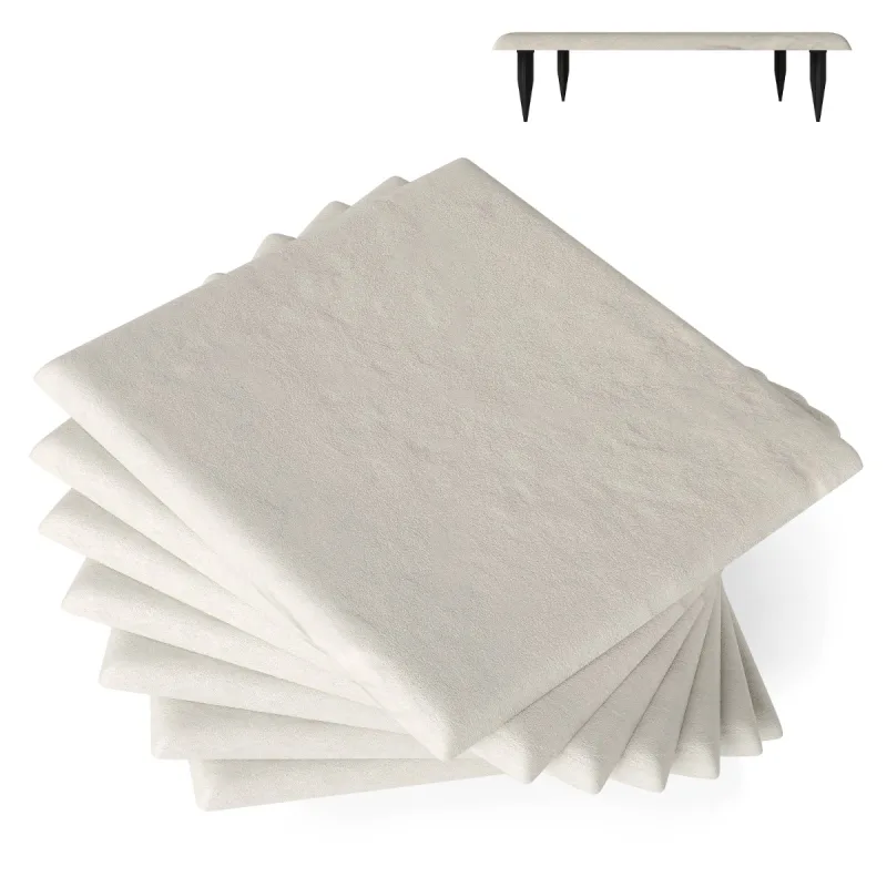 Costway Juego de 8 Peldaños 39,5x39,5cm con Estacas de Tierra Piedras Decorativas para Pasarelas de Jardín Pavimento Exterior Césped Patio Crema