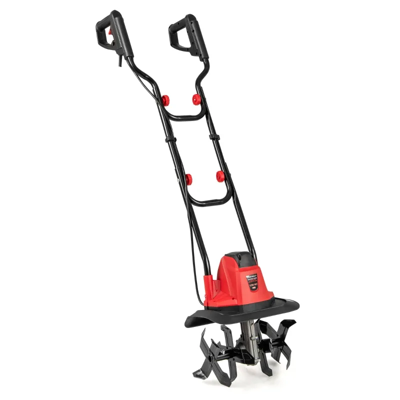 Costway Motoazada Eléctrica con Cable 750W con Manillar Plegable 4 Cuchillas Profundidad de Trabajo de 22 cm Excavadoras de Jardinería Rojo