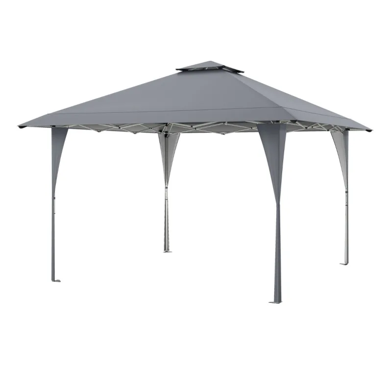 Costway Gazebo Emergente con Bolsa de Transporte Portátil 8 Estacas 4 Cuerdas de Viento para Patio Jardín Camping 390 x 390 cm Gris