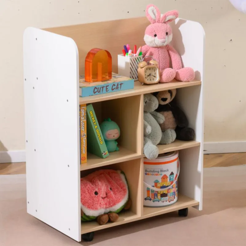 Costway Estantería Infantil 3 Niveles con Ruedas Carro Doble Cara para Libros de Madera para Sala Juego Guardería Aula Blanco