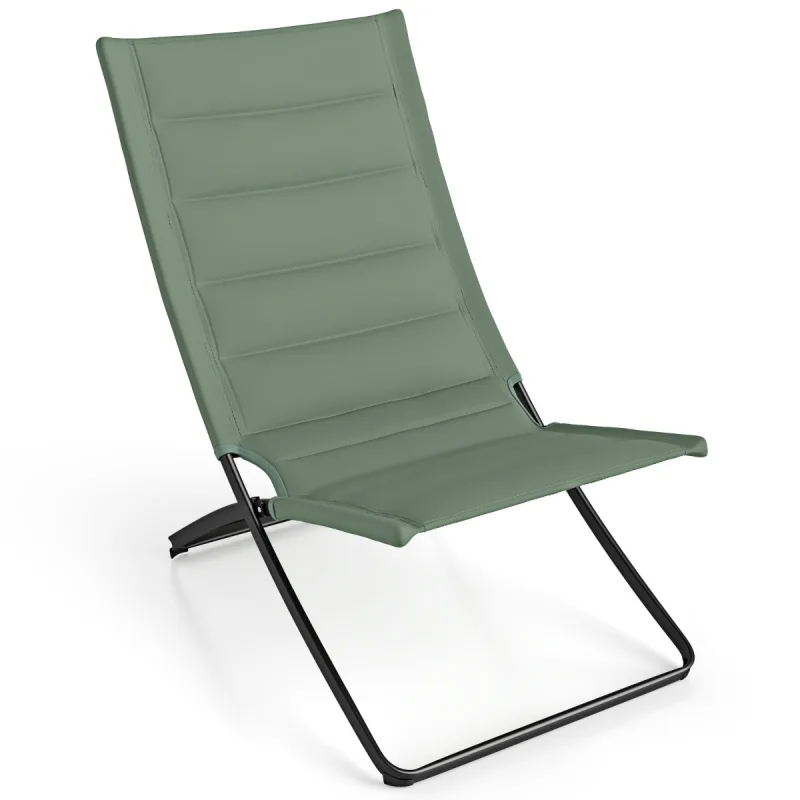 Costway 2 Sillas Playa Plegables con Respaldo y Asientos Acolchados Portátiles para Césped Camping Pesca y Conciertos Verde