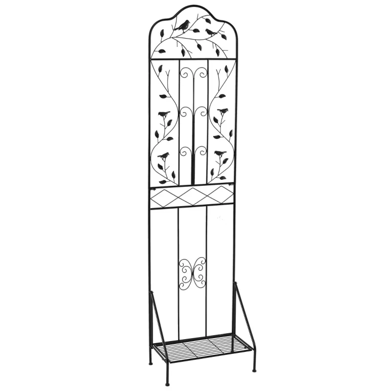 Costway Juego de 1 Enrejados de Jardín para Plantas Trepadoras Enrejado Metálico Independiente de 190 cm con Estante Plegable y Estacas Negro
