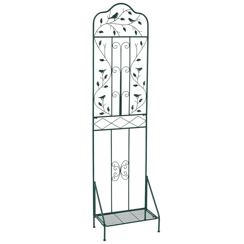 Costway Juego de 1 Enrejados de Jardín para Plantas Trepadoras Enrejado Metálico Independiente de 190 cm con Estante Plegable y Estacas Verde