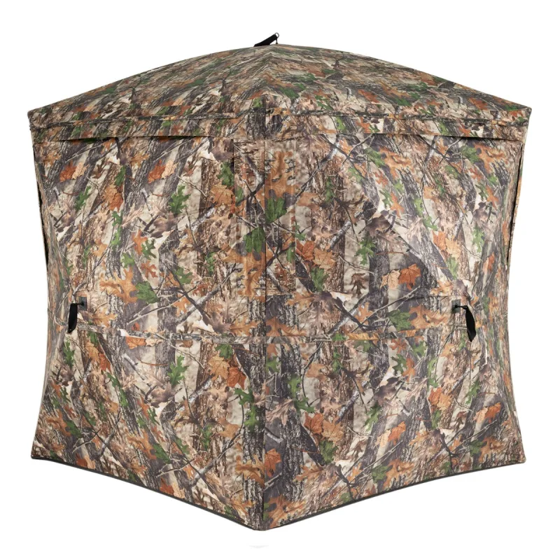 Costway Tienda de Caza con Camuflaje Transparente 270° Refugio para Suelo Plegable para 2-3 Personas Tienda de Oxford con Puerta Magnética Camuflaje
