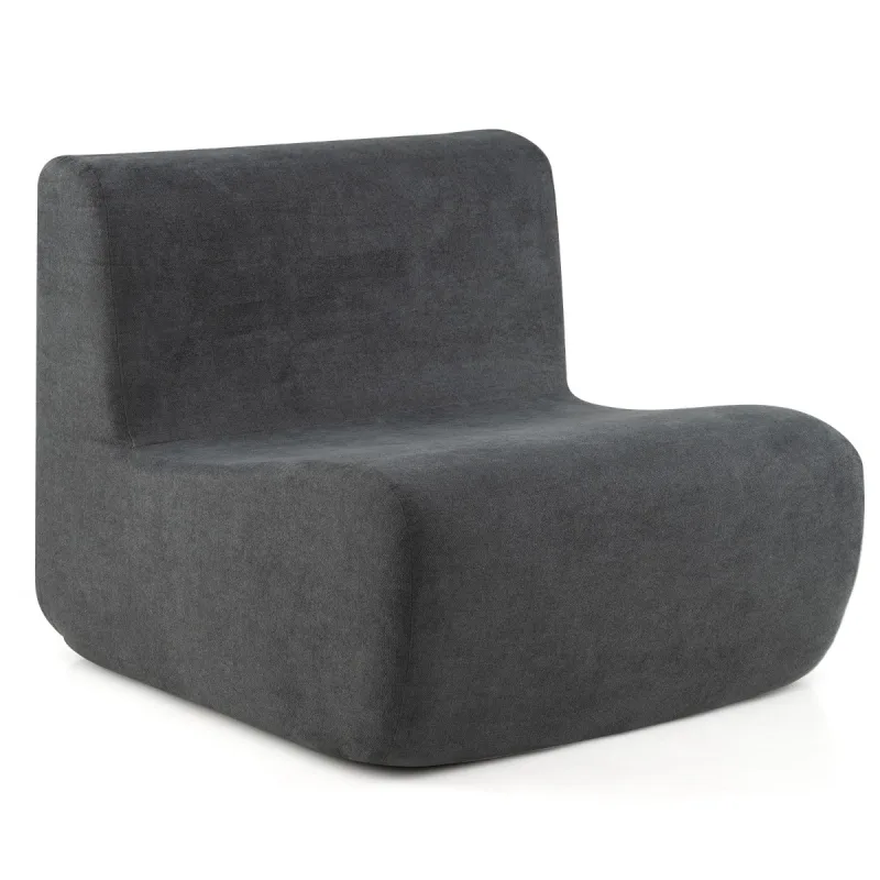 Costway Sillón Sofá Perezoso de Suelo con Terciopelo Suave y Soporte Ergonómico Cómodo Sofá de Un Solo Asiento para Lectura Gris