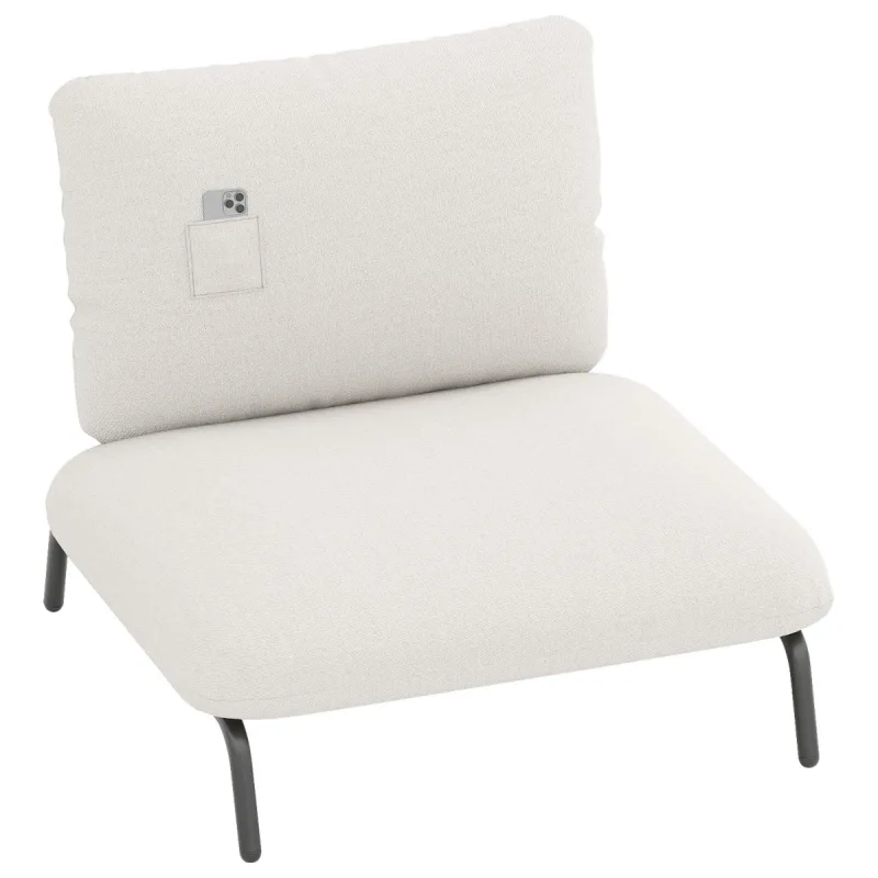 Costway Sillón de Acento de Gran Tamaño Silla Cómoda para Salón con Asiento Extra Ancho y Profundo Bolsillo de Almacenamiento Marco Metálico Beige