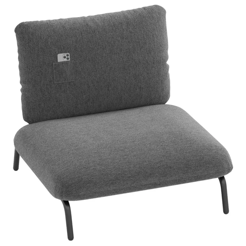 Costway Sillón de Acento de Gran Tamaño Silla Cómoda para Salón con Asiento Extra Ancho y Profundo Bolsillo de Almacenamiento Marco Metálico Gris