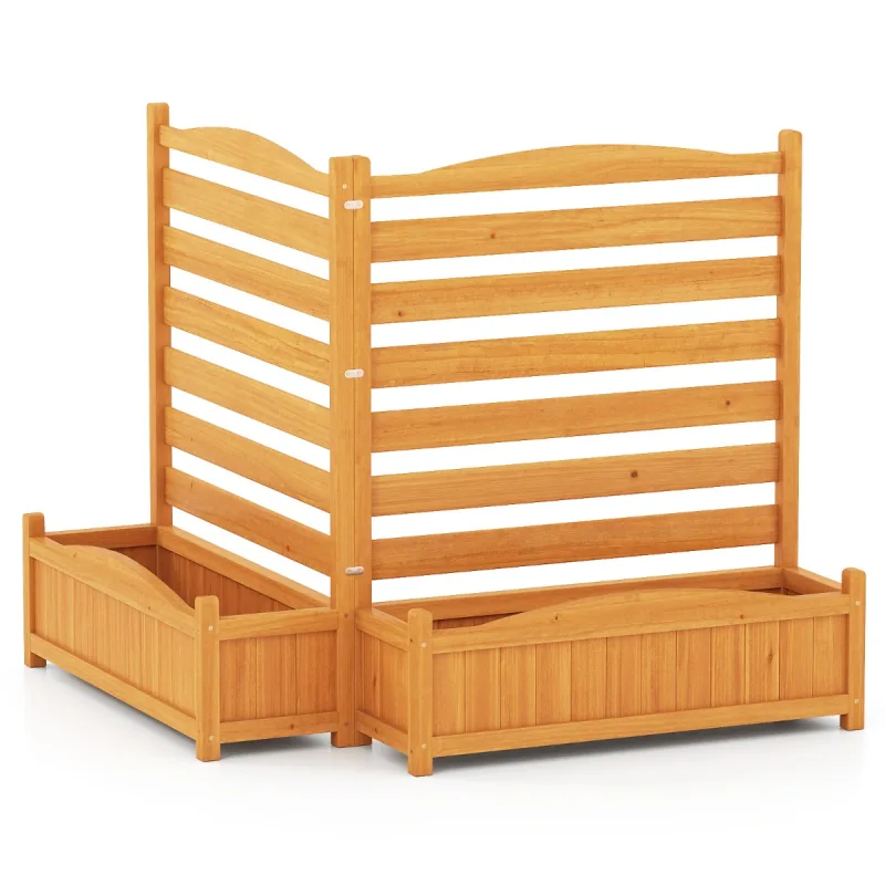 Costway Valla de Privacidad de Madera para Exterior con Macetero Integrado para Ocultar Contenedores y Equipos Independiente 2 Paneles