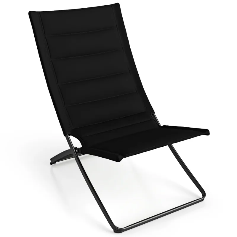 Costway 2 Sillas Playa Plegables con Respaldo y Asientos Acolchados Portátiles para Césped Camping Pesca y Conciertos Negro