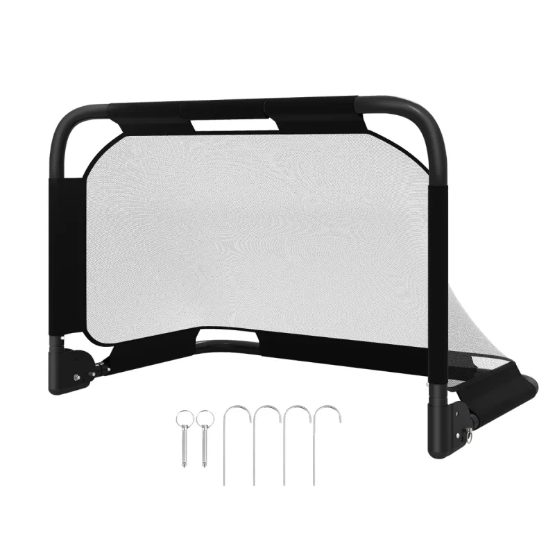 Costway Portería Fútbol para Niños 6+ Años Mini Pop-Up Plegable con Red y Estacas en U Portátil para Jardín y Parque 91x62x62cm Negro