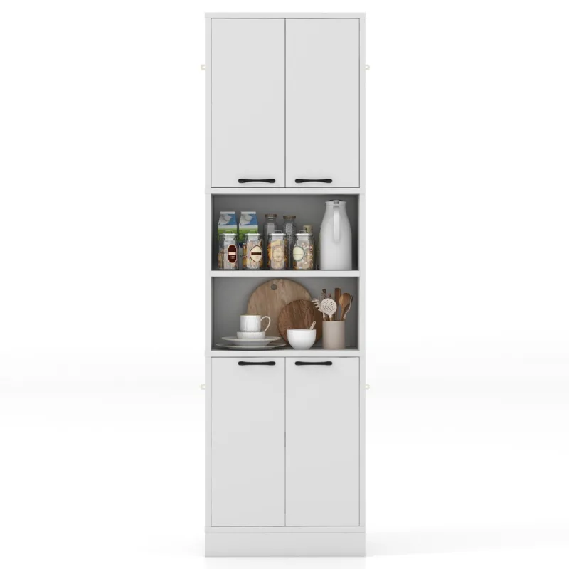 Costway Armario de Despensa para Cocina Armario Independiente de 190 cm Alto con Puertas y Estantes Aparador para Comedor Salón Baño