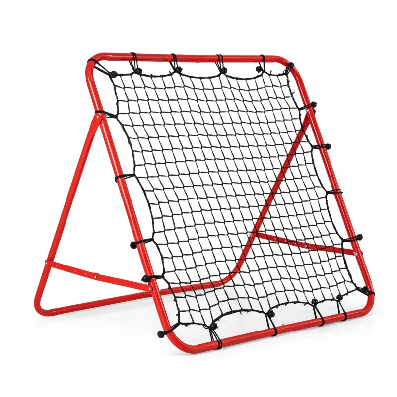 Costway Red Plegable para Rebote de Fútbol y Voleibol Ajustable para Práctica de Tiros y Pases Equipo Deportivo Portería Exteriores Rojo