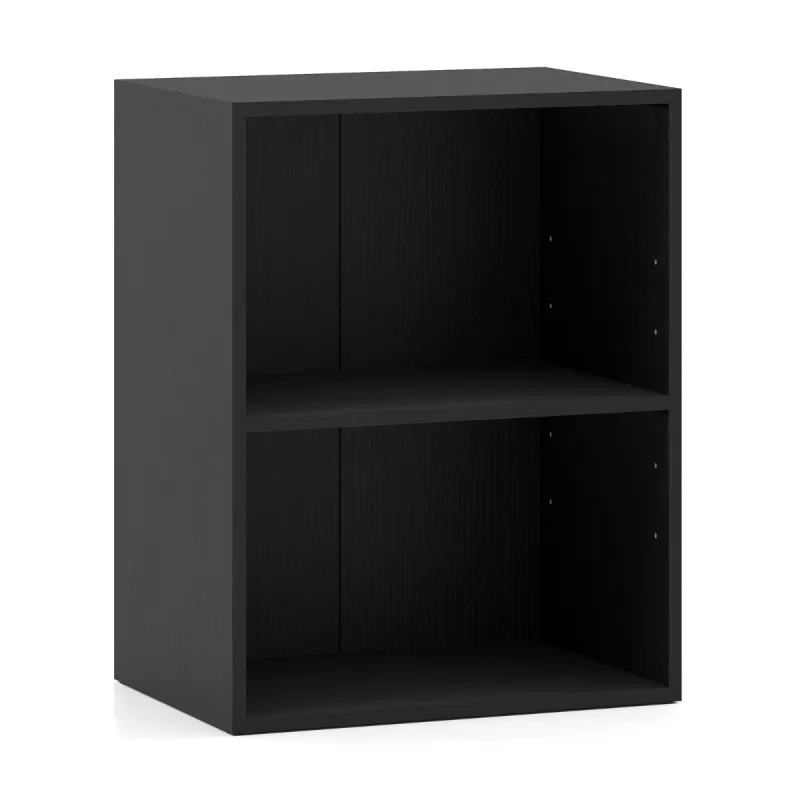 Costway Estantería de 2 Cubos Librería de Pie 2 Niveles Estante Ajustable 5 Posiciones para Salón Dormitorio Oficina Negro