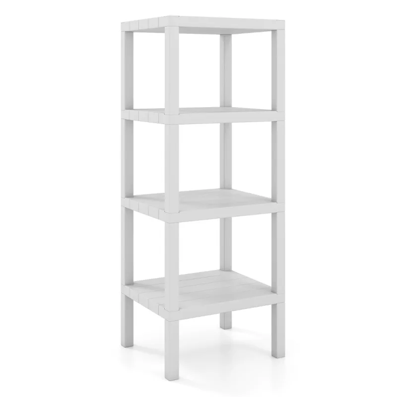 Costway Estantería Plástico 4 Niveles Estante Organizador Estrecho Multiusos sin Herramientas Baño Sala Lavandería 38 x 32,5 x 99 cm Blanco