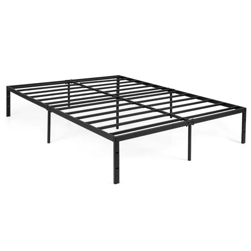 Costway Estructura Cama Metal Queen Size Plataforma Listones Metal Resistentes Espacio Bajo Cama No Requiere Somier Fácil Montaje 160x200cm Negro