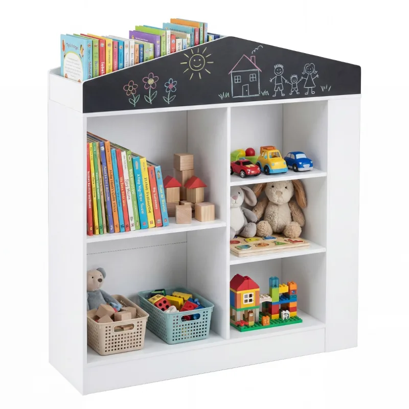 Costway Estantería Infantil en Forma de Casa con 11 Compartimentos Abiertos para Dormitorio Sala de Juegos Guardería Blanco