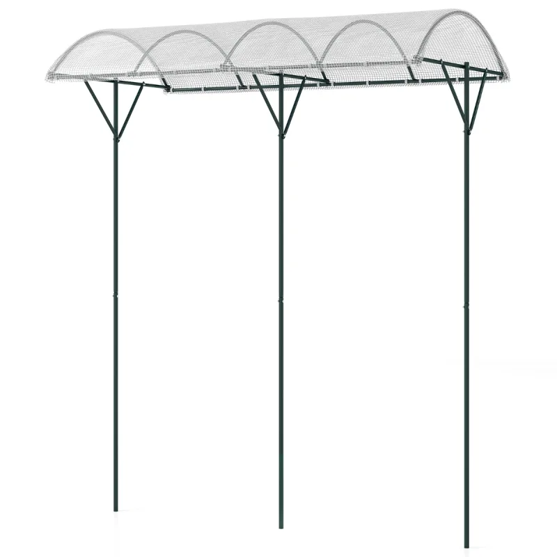 Costway Soporte Metálico para Tomates con Dosel de PE Cuerdas para Viento y Estacas de Tierra para Plantas Trepadoras Frutas Flores Patio Jardín