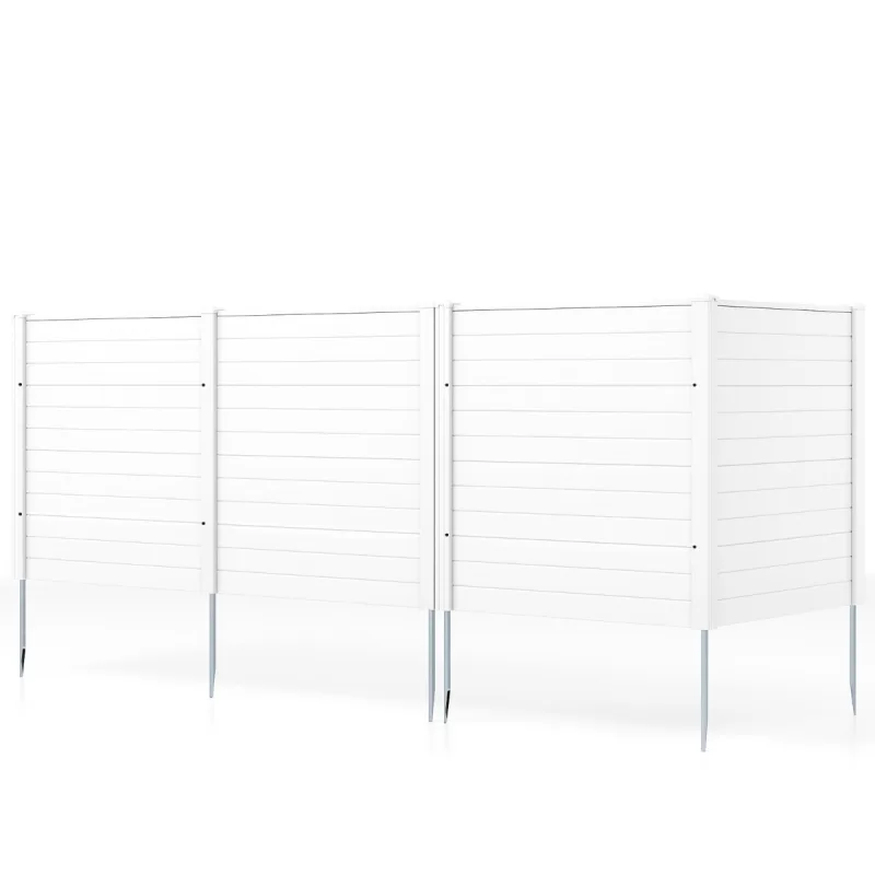 Costway Juego de 2 Vallas Jardín Exterior de 4 Paneles PP con Estacas Tierra para Protección Aire Acondicionado y Cubo Basura 123x123cm Blanco