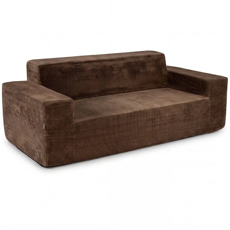 Costway Sofá 3 Plazas Pana sin Estructura Respaldo Alto Reposabrazos Asiento Profundo sin Montaje para Salón Apartamento Dormitorio Marrón