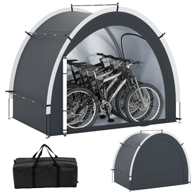 Costway Cobertor para Bicicletas de Exterior con Puerta de Cremallera Tienda de Almacenamiento Portátil con Bolsa de Transporte para Patio y Césped