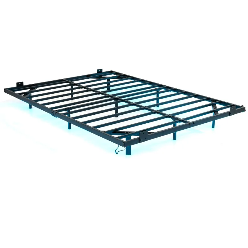 Costway Estructura de Cama Flotante con Luces LED Cama Plataforma Moderna de Metal con Tope Antideslizante para Colchón Base de Láminas Negro