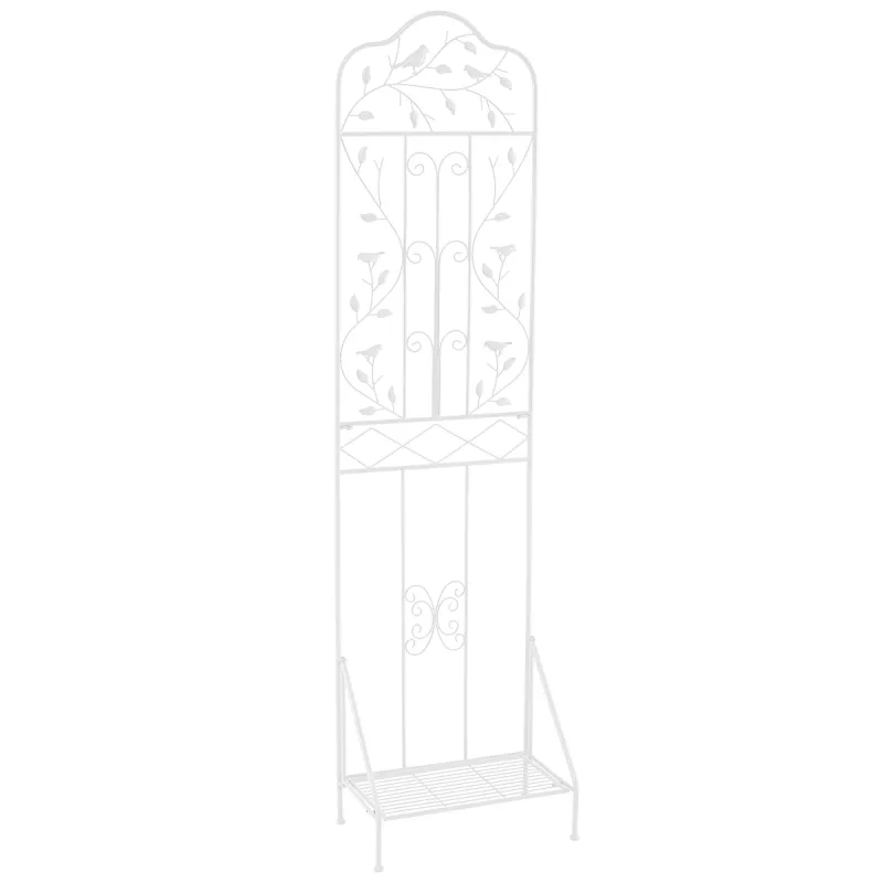 Costway Juego de 1 Enrejados de Jardín para Plantas Trepadoras Enrejado Metálico Independiente de 190 cm con Estante Plegable y Estacas Blanco