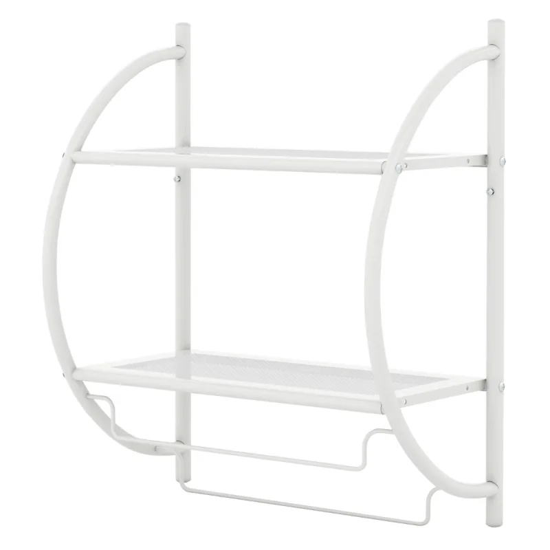Costway Toallero de Pared Toallero con Barra y 2 Estantes Estantería de Pared Estante de Ducha Baño Organizador Almacenamiento Blanco
