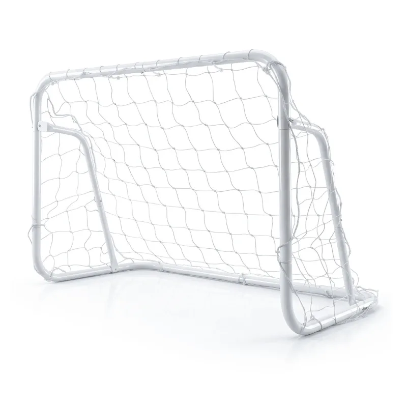 Costway Portería Fútbol Niños Patio Trasero con Red Mini Portería Metálica Estacas Suelo Jardín Equipo Entrenamiento Portátil Blanco