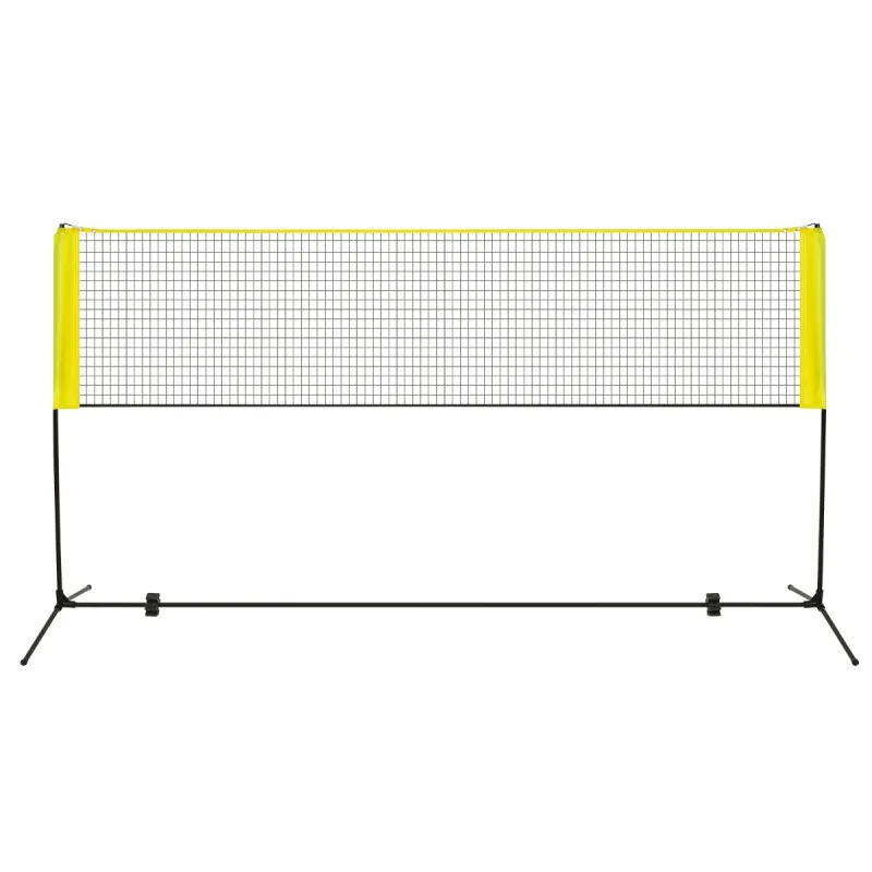 Costway Red de Bádminton Portátil Ajustable en Altura con Postes Bolsa de Transporte y 2 Volantes para Interior y Exterior 310cm Amarillo