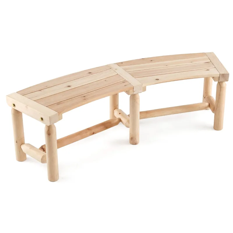 Costway Banco Curvo Rústico de Madera Carbonizada para 2 Personas con Asiento de Listones Carga 325 kg para Patio Jardín o Porche Natural