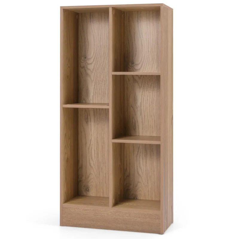 Costway Estante de Libros de 5 Cubos Organizador de Almacenamiento Independiente Antivuelco para Salón Dormitorio Oficina 50 x 24 x 104 cm