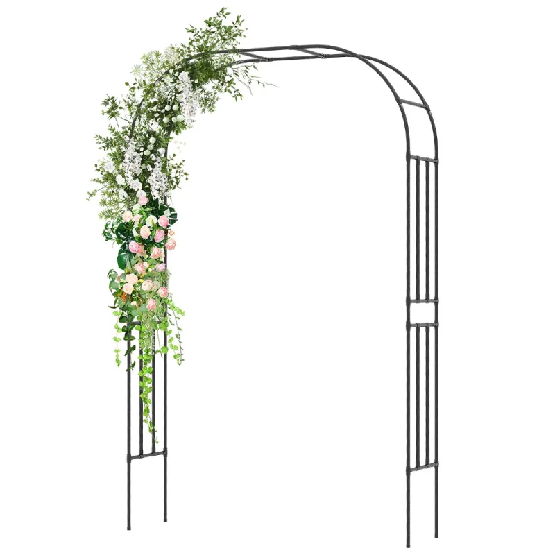 Costway Arco Enrejado para Jardín Pérgola Arbor Metálica para Plantas Trepadoras Boda o Fiesta 153 x 40 x 240 cm Negro