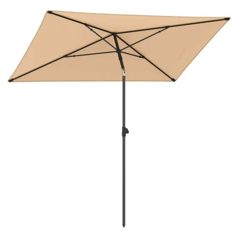 Costway Sombrilla sin Soporte con Techo Inclinable y Botones de Presión Toldo Portátil para Jardín con Bolsa de Transporte 213 x 140 cm Beige